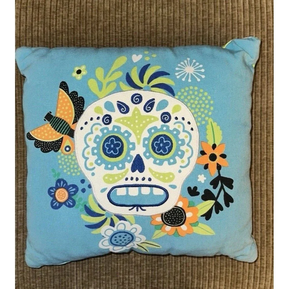 Dia De Los Muertos Sugar Skull Throw Pillow 16x16
